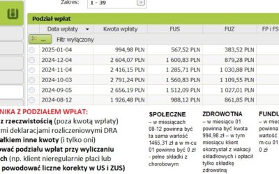 Niepoprawny podział wpłat składek ZUS w PUE / eZUS